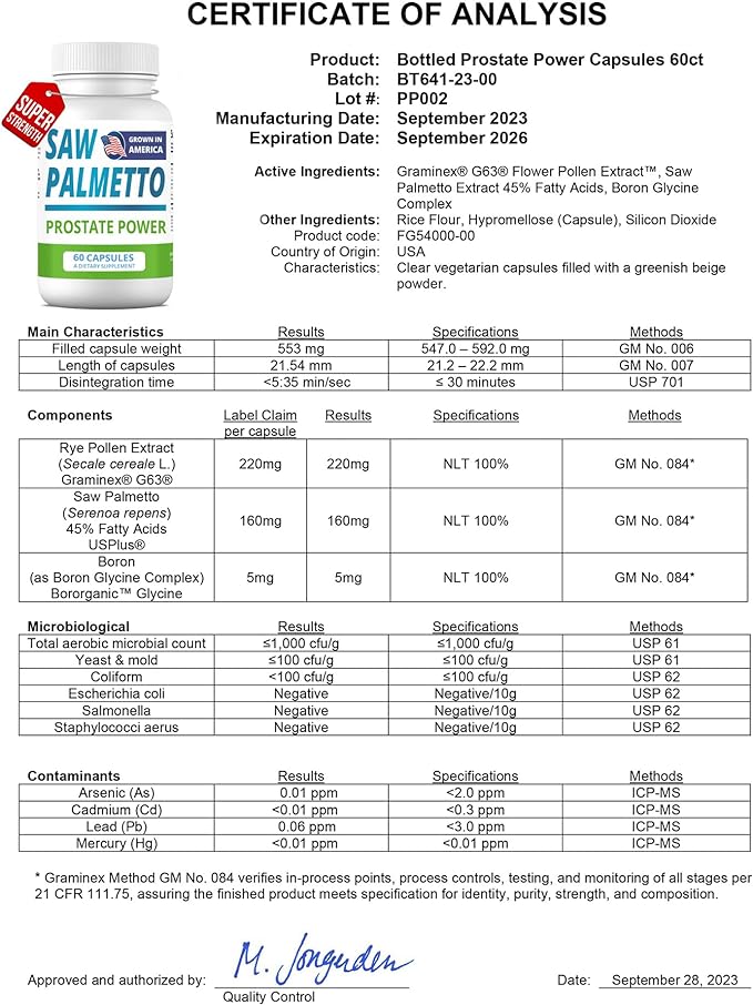 Saw Palmetto Extract for Men: Prostate Health Supplement for Men. High Strength Prostate Support Supplement for Men’s Health. Prostate Power 180 caps