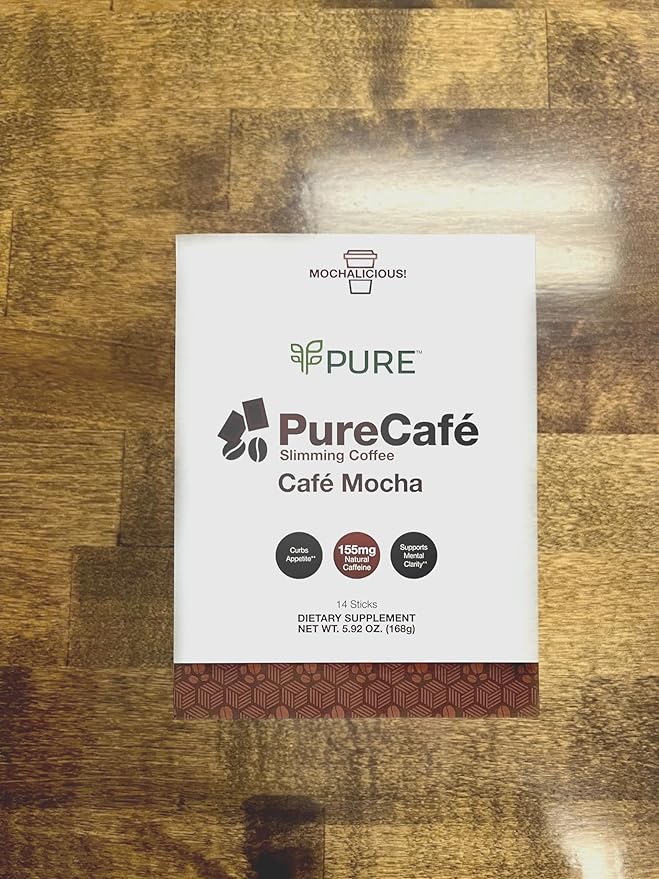 PureCafé Mocha with Green Coffee Beans Extract - Wake Up, Slim Down, and Indulge in Delicious Coffee with Garcinia Cambogia, Bioperine, B Vitamins, and Oolong Tea - Sweetened with Stevia