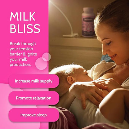 Lactastic® Milk Bliss™ - High Potency Organic Lactation Supplement - Organic Moringa, Milk Thistle, Passionflower & Valerian Root - 60 Vegan Capsules