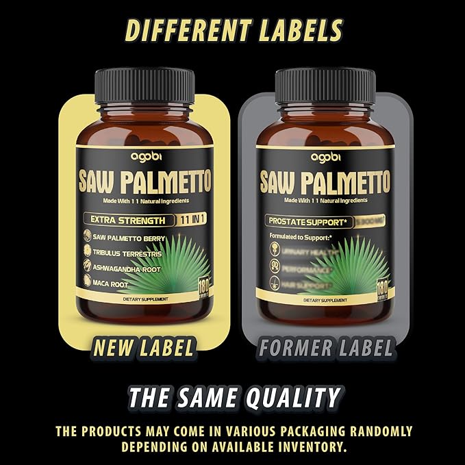 11in1 Saw Palmetto Capsules - Equivalent 5300mg with Ashwagandha, Turmeric, Tribulus, Maca, Green Tea, Ginger, Holy Basil & More - Healthy Prostate & Hair Support - 180 Count 6-Month Supply