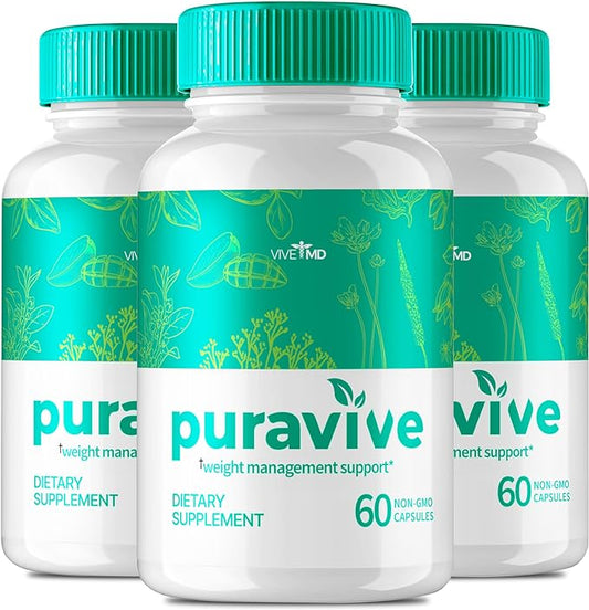 Puravive Premium Weight Management Capsules, Puravive Exotic Rice Method Advanced Formula with 60 Non-GMO Capsules, Featuring Garcinia Cambogia, Mango Fruit Powder & Raspberry Ketones Extract (3 Pack)