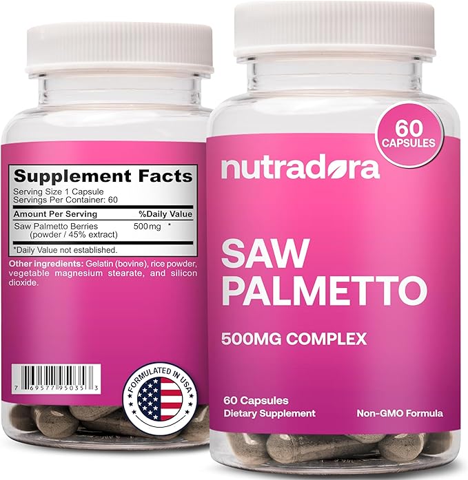 Saw Palmetto for Women - Hair Growth, DHT Blocker & Bladder Control Capsules Made with Complex Saw Palmetto Extract Berry Supplement, Formulated in USA, 60 Capsules, 2 Month Supply