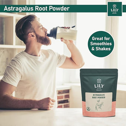 LILY OF THE VALLEY Astragalus Root Powder - Superfood for Cooking and Baking - Sun Dried & Filler Free - Pure Astragalus Tea Powder - Vegan & Gluten-Free - Packed in Resealable Pouch (16oz, 453g)