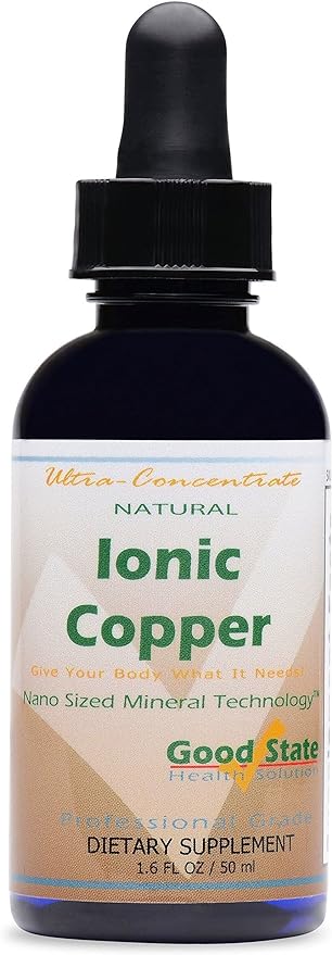 Good State Copper Supplements Ultra Concentrated Liquid | Optimal Absorption Nano-Ionic Copper Supplement for Essential Health Support | 100 Servings at 2mg of Pure Copper | 1.6 Fl oz Bottle