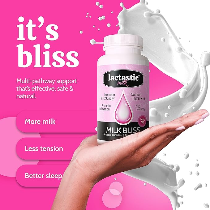 Lactastic® Milk Bliss™ - High Potency Organic Lactation Supplement - Organic Moringa, Milk Thistle, Passionflower & Valerian Root - 60 Vegan Capsules