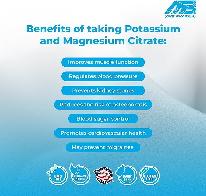 – Potassium and Magnesium Citrate Dietary Supplement – Promotes Healthy Bones and Heart Health – Non-GMO, Vegetarian, Gluten-Free - 60 Capsules