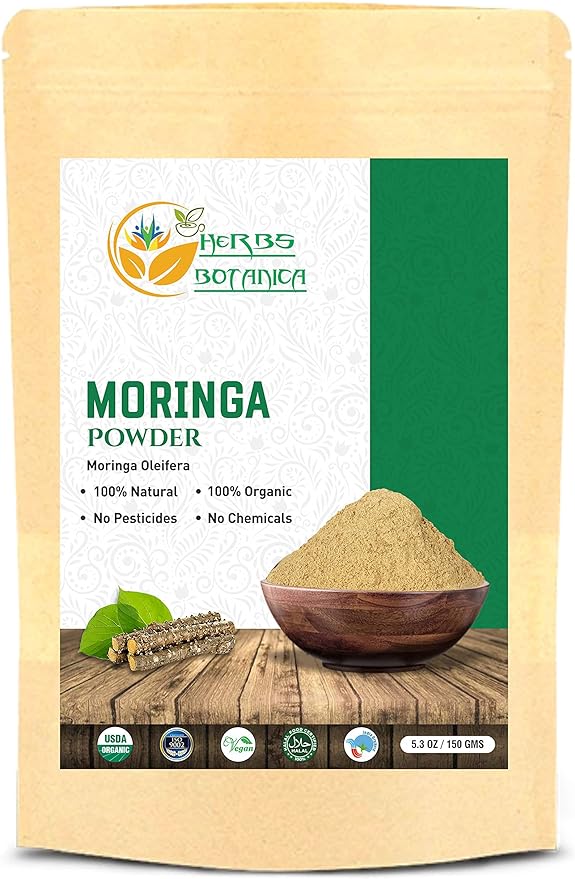 Moringa Powder Organic Leaves oleifera Pure Premium Indian Powder Natural Fresh Morning Drink Vitamins in Antioxidants and Immune Vitamin Superfoods 5.3oz Pack