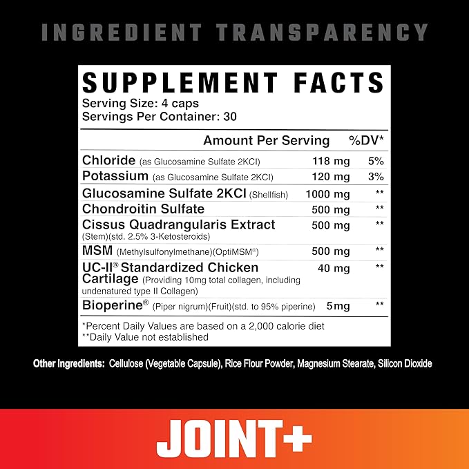 Axe & Sledge Joint+, Joint Health Support Supplement with UC-II Collagen, MSM, Glucosamine, and Bioperine