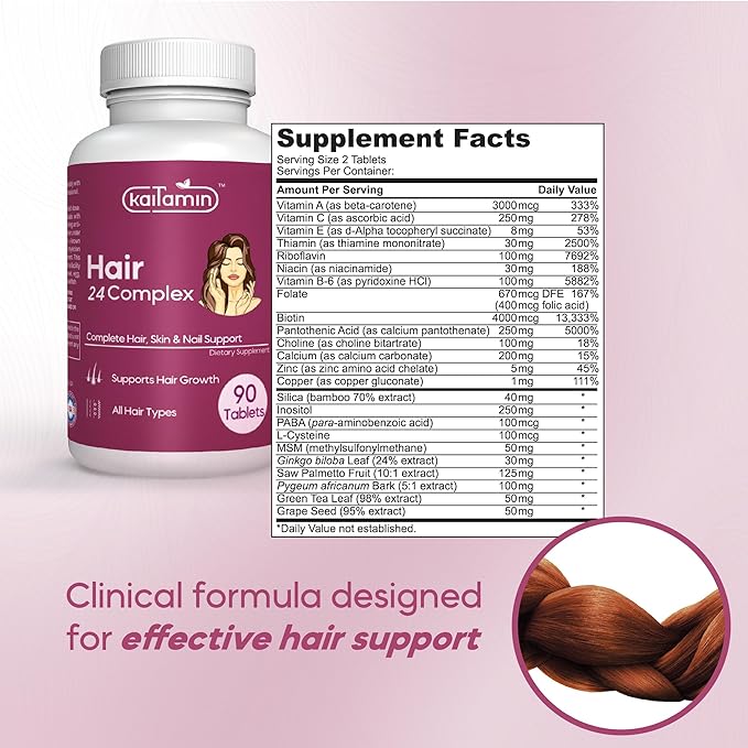 Hair Vitamins for Women with Biotin, Saw Palmetto, Ginkgo, and 24 Hair Supporting Supplements, DHT Blocking | 90 Count | Luxury Hair Growth Product Dermatologist Recommended.