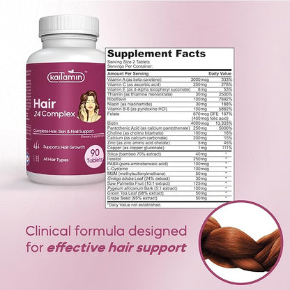 Hair Vitamins for Women with Biotin, Saw Palmetto, Ginkgo, and 24 Hair Supporting Supplements, DHT Blocking | 90 Count | Luxury Hair Growth Product Dermatologist Recommended.