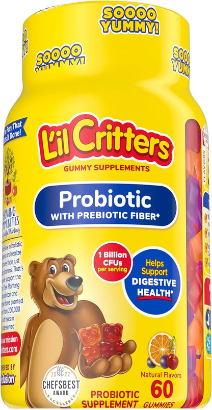 L'il Critters Kids Probiotic Digestive & Calcium Bone Health Gummy Supplements, 60 & 150 Count