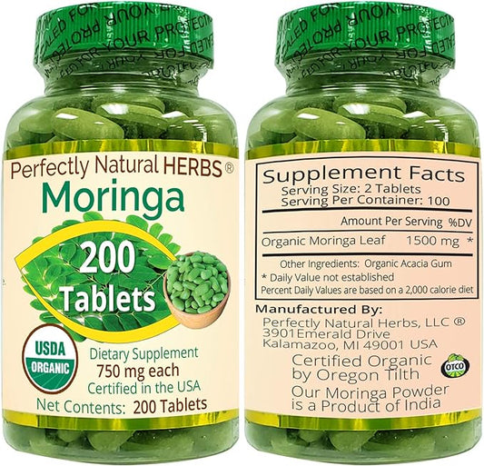 Organic Moringa Tablets 200 Count