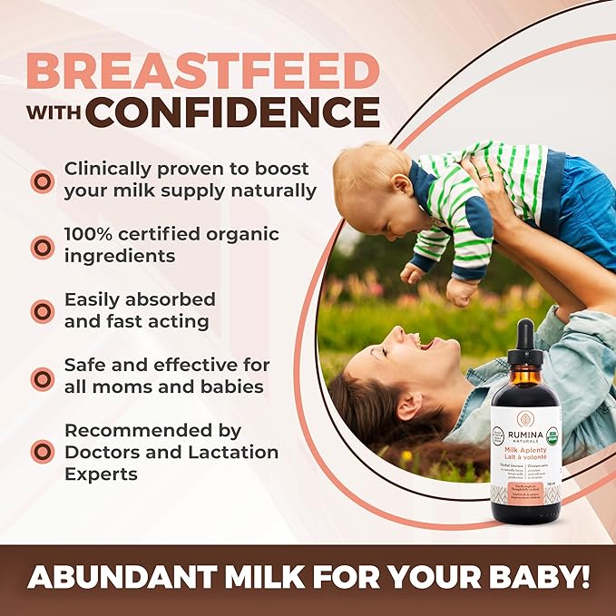 Milk Aplenty Lactation Supplement: Boost Your Milk Supply Naturally! Certified Organic Breastfeeding Supplement to Increase Breast Milk Supply. Fenugreek Free, All Natural, Non-GMO, Vegan (3 Oz)