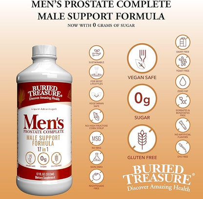 Buried Treasure: Men's Prostate Complete - Natural Herbal Formula Supplement w/ Saw Palmetto, Pygeum Bark, & Stine Nettles to Support Healthy Urinary & Prostate Function - 16 oz