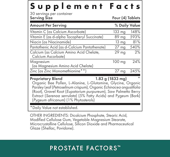 MICHAEL'S Health Naturopathic Programs Prostate Factors - 60 Vegetarian Tablets - Nutrients for The Prostate - Kosher - 30 Servings