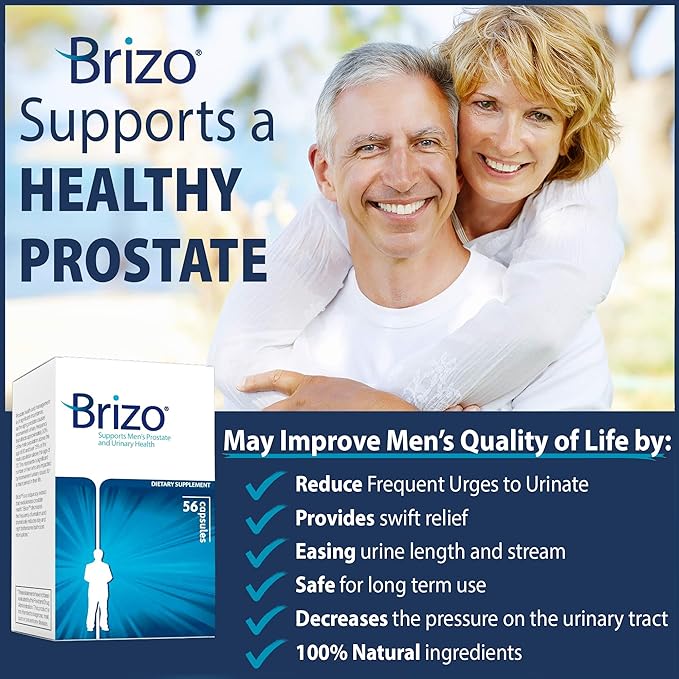 Brizo® Natural Prostate Supplements for Men | Capsule Form | Supports Prostate Health, Reduces Urinary Frequency and Urgency | Fermented Soy Extract (SC012) | 1 Month Supply