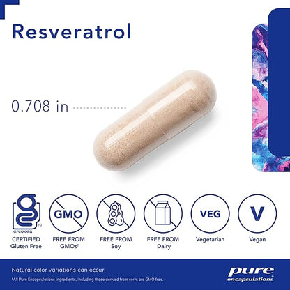 Pure Encapsulations Resveratrol - Cardiovascular, Cellular Health & Memory Support* - 40 mg Trans-Resveratrol - Antioxidants Supplement - Gluten Free & Non-GMO - 60 Capsules