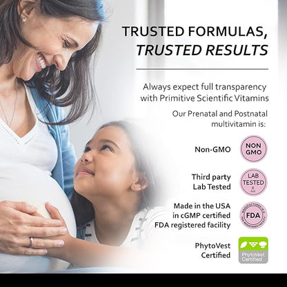 Prenatal and Postnatal Multivitamin for Women with Vitamins A, B, C, E, & D, Iodine and Ginger Extract for Mother and Baby Support - 120 Capsules, Non-GMO, Gluten Free