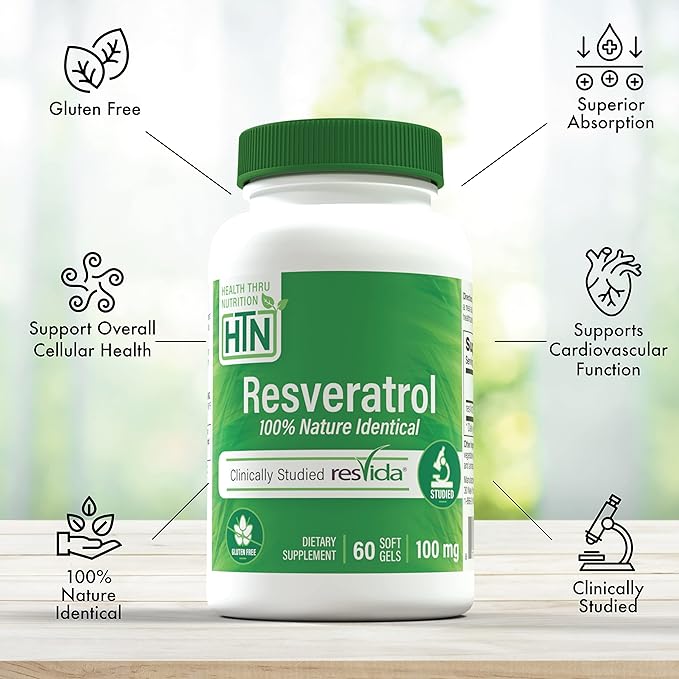 Resveratrol as ResVida 100mg Trans-Resveratrol | Supports Healthy Aging, Cellular Energy Production and Metabolism | Clinically Studied and Gluten Free (Pack of 60)