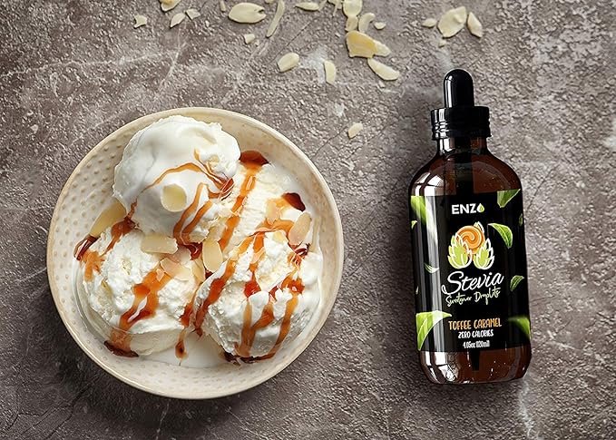 Toffee Caramel (4oz) Liquid Stevia Drops Bottle Our Zero Calories Sweetener (800 Servings). All Natural flavoring with No Artificial Additives & Filler Ingredient