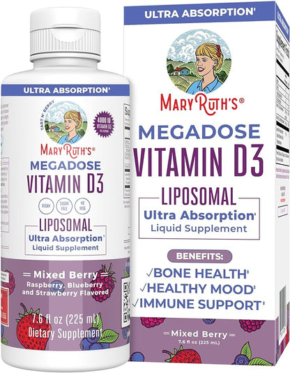 MaryRuth Organics Vitamin D | 45 Day Supply | Sugar Free | Liquid Vitamin D Liposomal Immune Support for Adults | VIT D3 | Vegan | Gluten Free | Non-GMO | 45 Servings