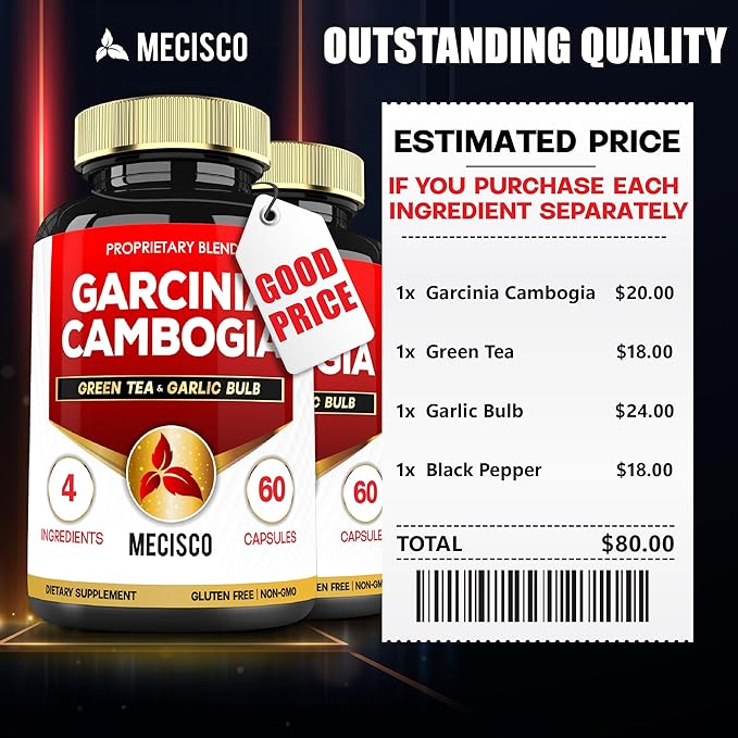 Garcinia Cambogia 9550mg - 4 Month Supply - Supplement for Men and Women - A Natural Appetite and Weight Control Supplement