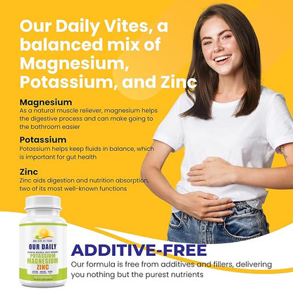 Magnesium Potassium Supplements W Zinc - 90 Capsules 400MG Magnesium,450MG Potassium,50MG Zinc for Vascular Health – High Absorption Vegan Potassium Magnesium Supplement for Leg Cramps and Sleep