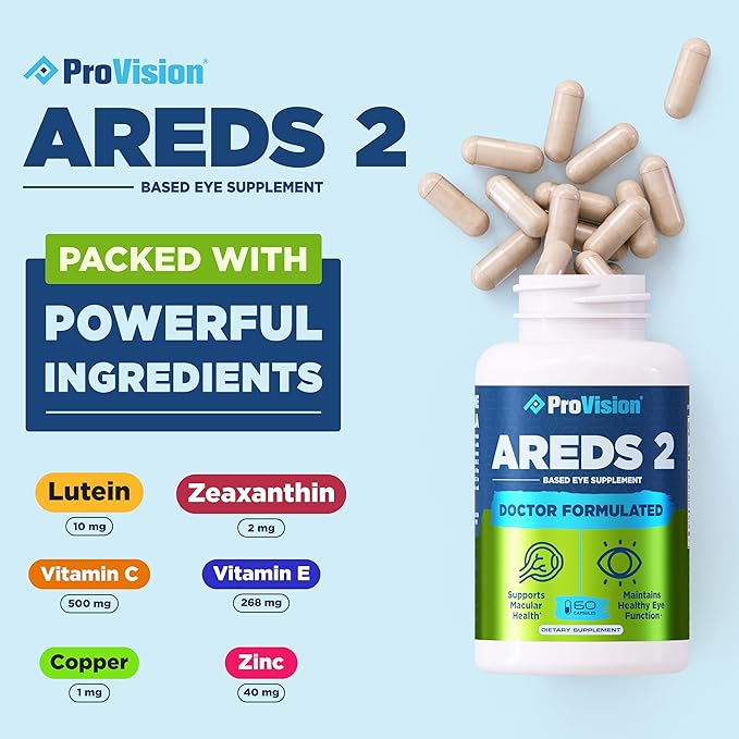 Provision AREDS 2 Eye Vitamins - Enhance Vision Supplements - Lutein Zeaxanthin Vision Complex - 60 Eye Supplement Capsules