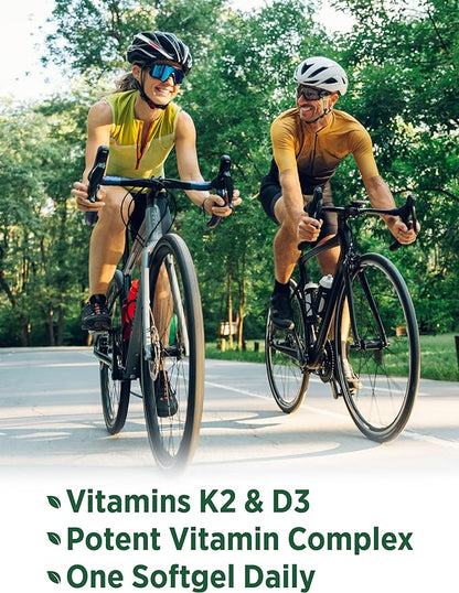 Vitamin K2 MK7 Complex | 100 mcg | 50 Softgels | with Vitamin D3 | Non-GMO & Gluten Free Supplement | by Nature's Truth