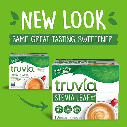 Truvia Natural Stevia Sweetener Packets, (Net Wt. 5.64 oz) (Pack of 12), 80 Count (Pack of 12)