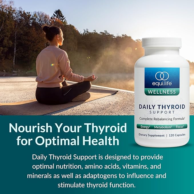 Equilife - Daily Thyroid Support, Thyroid Supplement, Promotes Stress Relief, Contains Zinc, Copper, Vitamin A, & Selenium, Rich in Antioxidants, Gluten-Free, Nut-Free, Non-GMO (120 Capsules)