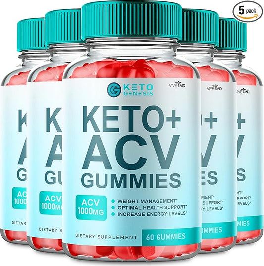 Keto Genesis Supplement - Official Formula - Genesis Keto ACV Gummies, Keto Genesis Gummies, Extra Strength with Apple Cider Vinegar Vitamin B6 - Genesis Keto ACV Gummies 1000 mg Reviews (5 Pack)