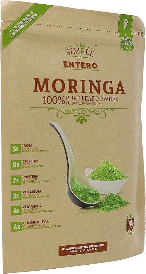 Moringa, 100% Pure Leaf Powder, Vegan, Non-GMO, 8 Oz, Bag