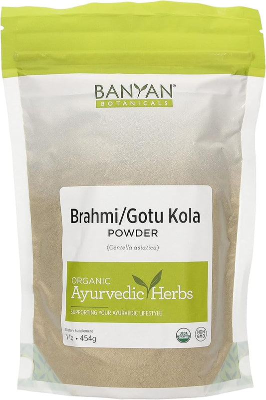 Banyan Botanicals Brahmi/Gotu Kola Powder – Organic Centella Asiatica ­­– Supports Focus, Concentration, Alertness, and a Balanced Sense of Calm* – 1 lb. – Non-GMO Sustainably Sourced Vegan