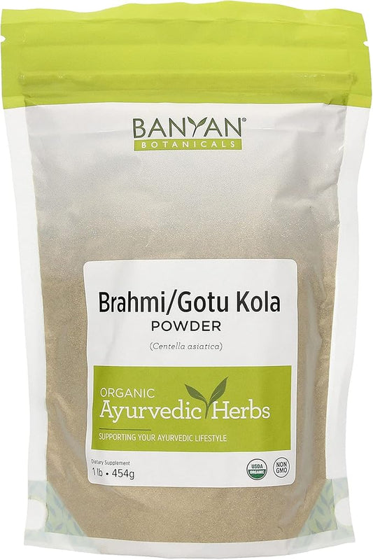 Banyan Botanicals Brahmi/Gotu Kola Powder – Organic Centella Asiatica ­­– Supports Focus, Concentration, Alertness, and a Balanced Sense of Calm* – 1 lb. – Non-GMO Sustainably Sourced Vegan