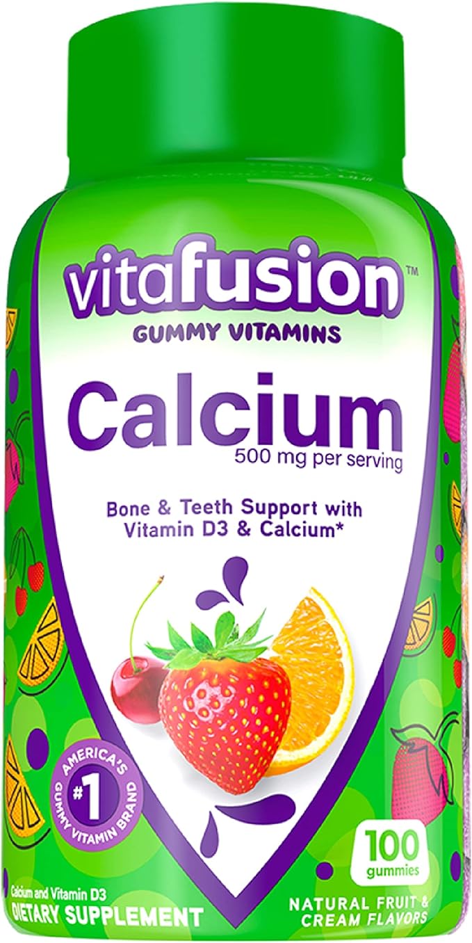 Vitafusion Chewable Calcium Gummy Vitamins 100 Count & Ashwagandha Gummies 60 Count Bundle