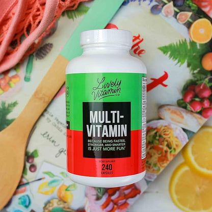 LIVELY VITAMIN CO. Multivitamin - 37 Vitamins Minerals and Extracts - Energy - Memory - Immune Function - Heart- Brain - Focus - Mood - Antioxidants - Dairy Gluten Soy Free - 240 Vegetarian Capsules