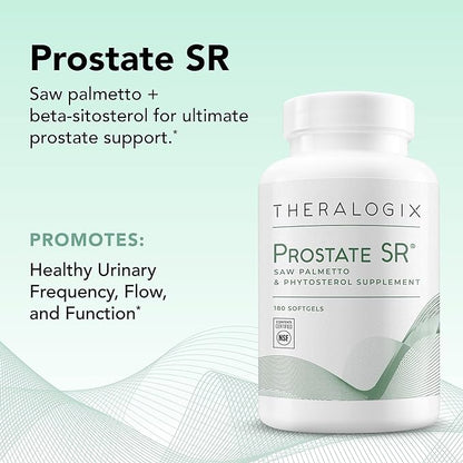 Theralogix Prostate SR Saw Palmetto & Beta-Sitosterol Supplement - Supports Healthy Urinary Tract Function in Men* - 90-Day Supply - NSF Certified - 180 Softgels