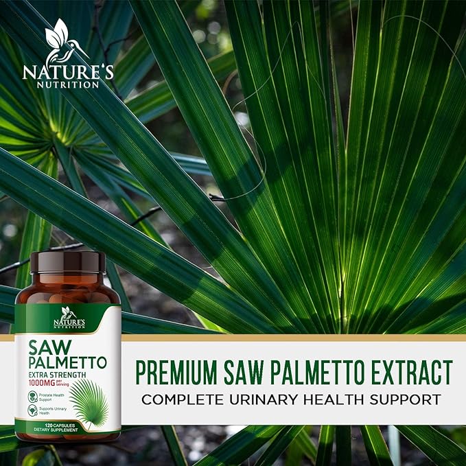 Saw Palmetto Extract Prostate Supplement - 1000 MG Saw Palmetto Supplement, Nature's Prostate Support Supplement for Men Health Support, Men's Prostate Urinary Health Support Supplement - 120 Capsules