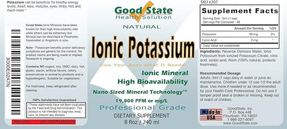 Good State Liquid Ionic Potassium (48 servings at 99 mg elemental, plus 2 mg fulvic acid - 8 fl oz)