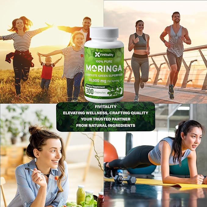 Moringa Capsules| 300 Capsules| Moringa Oleifera| 10,000mg| 100% Pure & Natural| Non-GMO and Gluten Free Supplement | Complete Green Superfood | Moringa Leaf Extract Powder