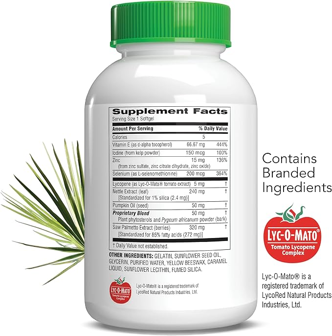 Botanic Choice Prostate 9 Complex - Prostate Supplements for Men with Saw Palmetto, Pygeum, & Lycopene - Advanced Prostate Health Supplement for Urinary Flow & Cellular Health - 30 Softgels