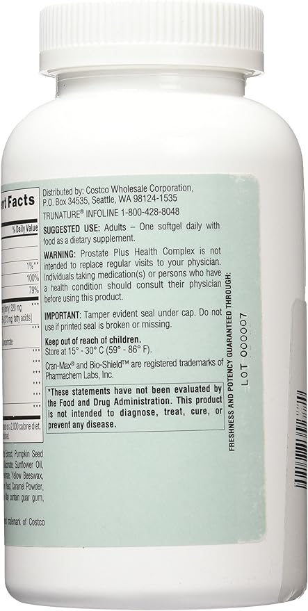 Trunature Saw Palmetto Prostate Health Complex with Zinc, Lycopene and Pumpkin Seed, 250 Softgels