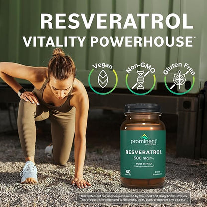 Resveratrol - 98% Pure Trans-Resveratrol from Japanese Knotweed, Highly Purified Antioxidant Supplement with Anti-Aging and Immune Support, 500 mg Per Serving, 1-Month Supply