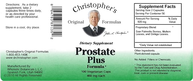 Christopher's Original Formulas Prostate Plus Formula, 100 Count