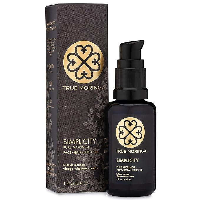 True Moringa Oil 100% Pure, Cold-Pressed Moringa Oil for Face, Hair & Skin⎜Anti Aging. Brightening Moisturizer, Unscented 30 ml ⎜