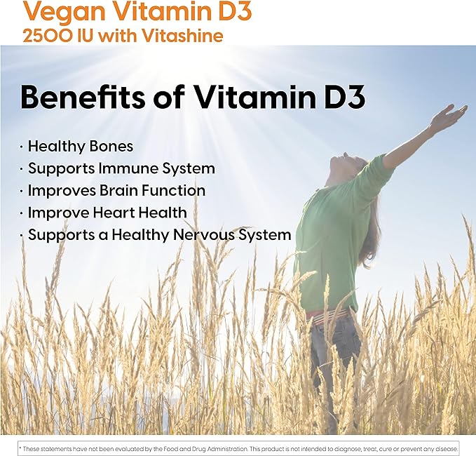 Doctor's Best Vitamin D3 2500IU with Vitashine D3, Non-GMO, Vegan, Gluten & Soy Free, Regulates Immune Function, Supports Healthy Bones, 60 Count