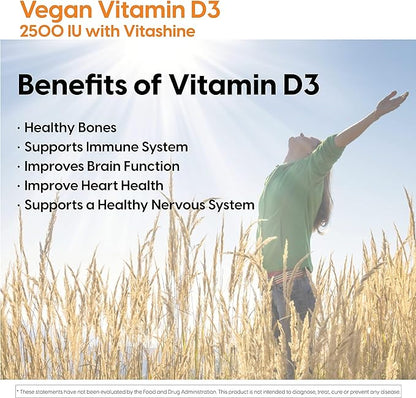 Doctor's Best Vitamin D3 2500IU with Vitashine D3, Non-GMO, Vegan, Gluten & Soy Free, Regulates Immune Function, Supports Healthy Bones, 60 Count