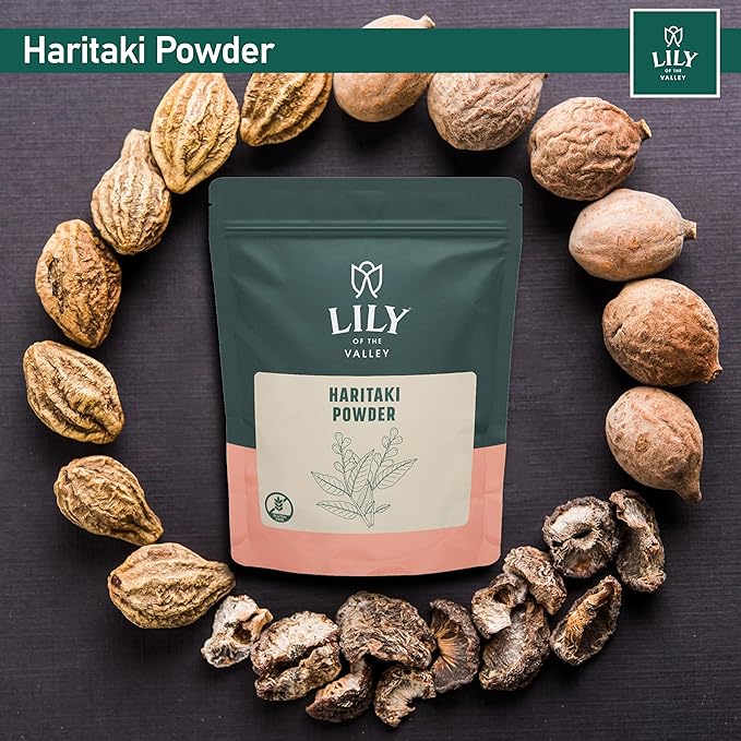 Lily of the Valley Haritaki Powder - Terminalia Chebula - Sourced from India - An Ayurvedic Herb - 100% Natural &No Added Preservative - Vegan & Gluten-Free (8oz, 226g)- Package May Vary