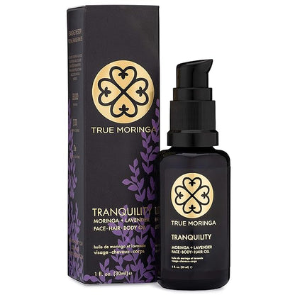 True Moringa Oil for Face, Body & Hair - 100% Pure Cold-Pressed Oil - Unrefined, Anti-aging, Reduce Wrinkles, Brightening Skin Tone, Minimize Age Spots - Vegan & Non-GMO (Lavender, 30 ml)